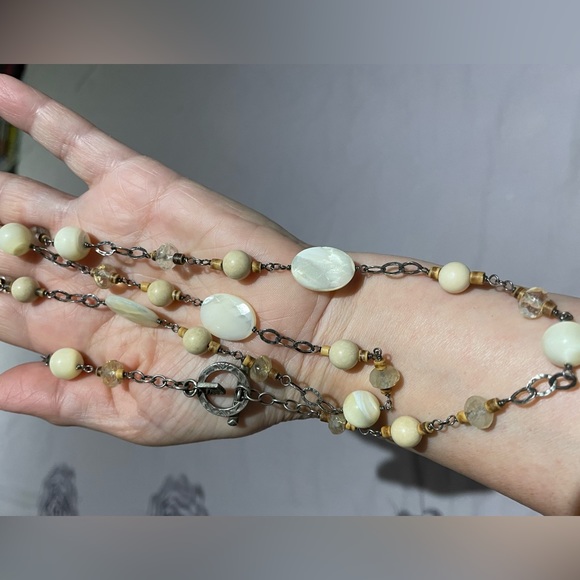 SILPADA Sterling Silver Faceted Mother of Pearl and Quartz Necklace - Picture 7 of 7